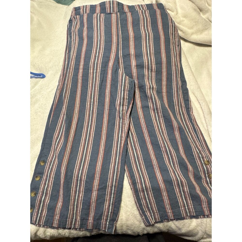 a.n.a Blue Stripe Crop Wide Leg Pants XL